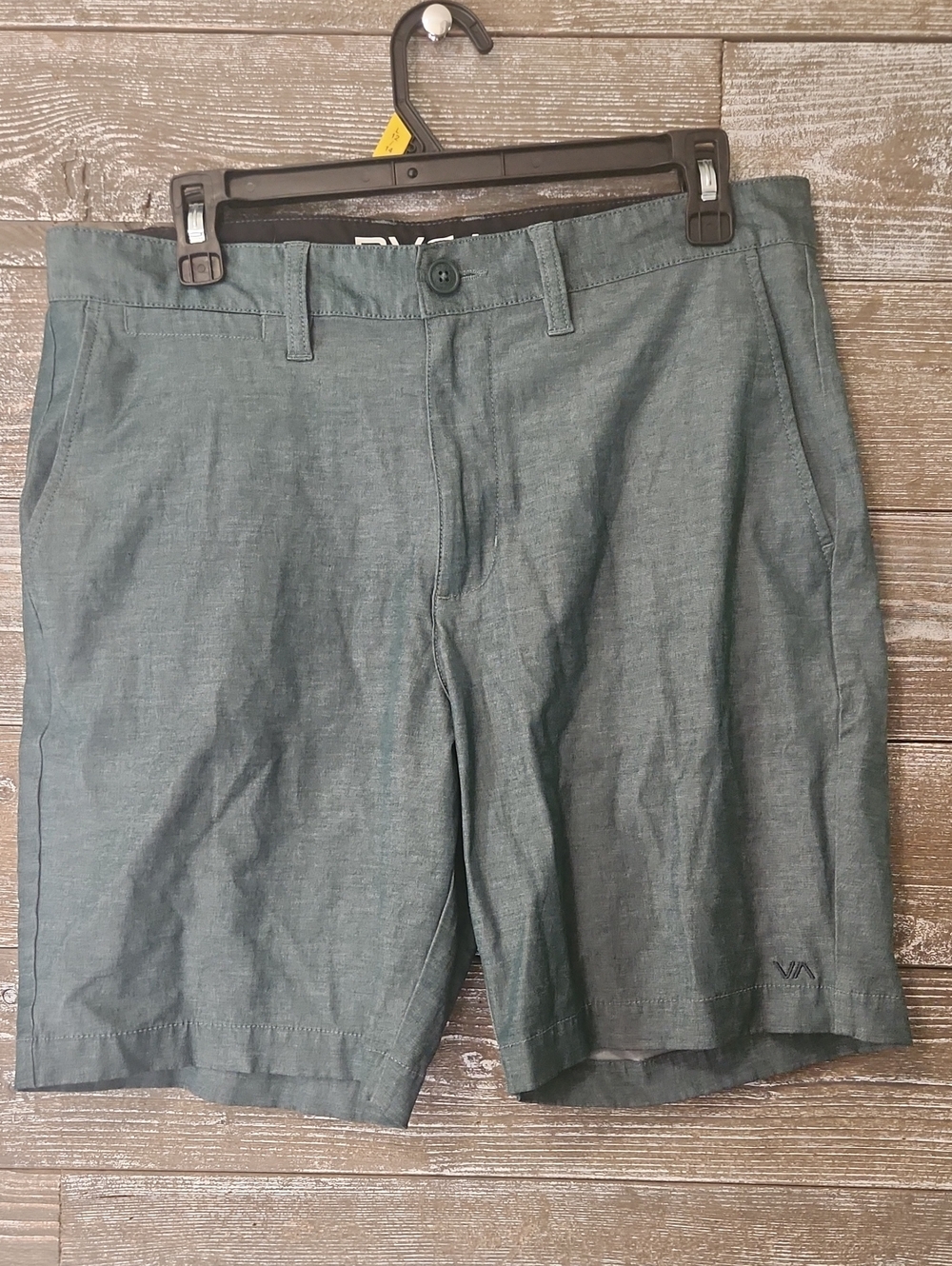 RVCA Men's Teal-Green Flat Front Shorts